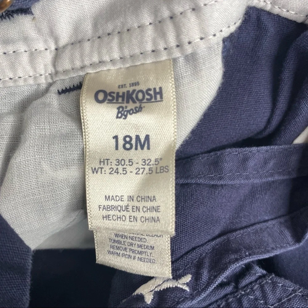 OshKosh B’gosh Navy Blue With Sharks Overalls/Shortalls. Size 18 Months